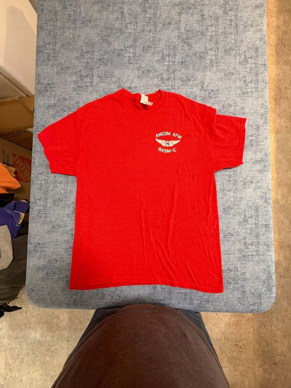 Gildan AMCOM AFM RASM-C T-Shirt Size L Red Helicopter Aviation